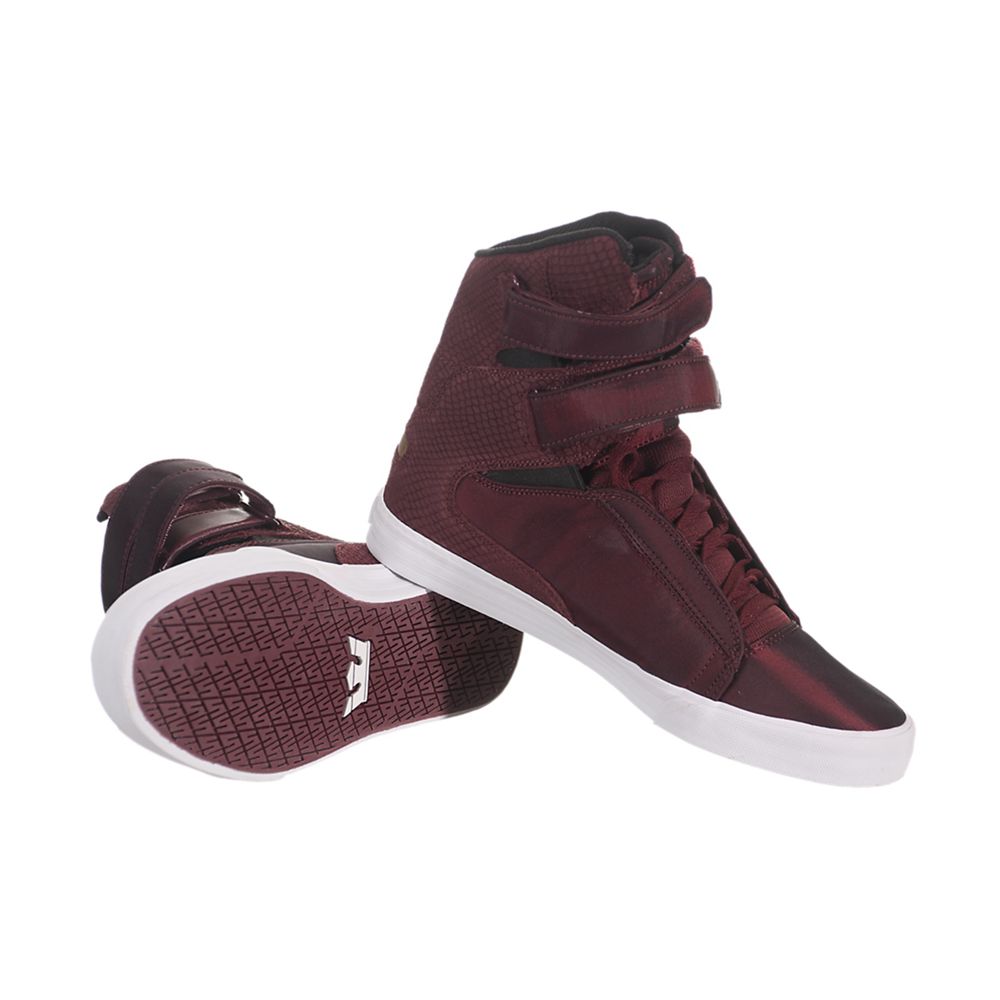 Baskets Montantes Supra Society Bordeaux Burgundy/White Femme | ZAF-07929072